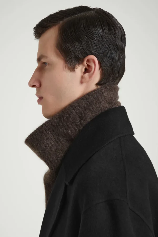 COS THE BRUSHED-CASHMERE FUNNEL NECK WARMER CHOCOLATE Sale