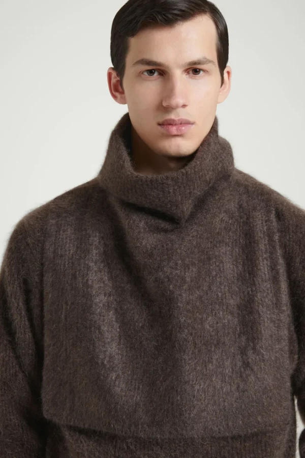 COS THE BRUSHED-CASHMERE FUNNEL NECK WARMER CHOCOLATE Sale