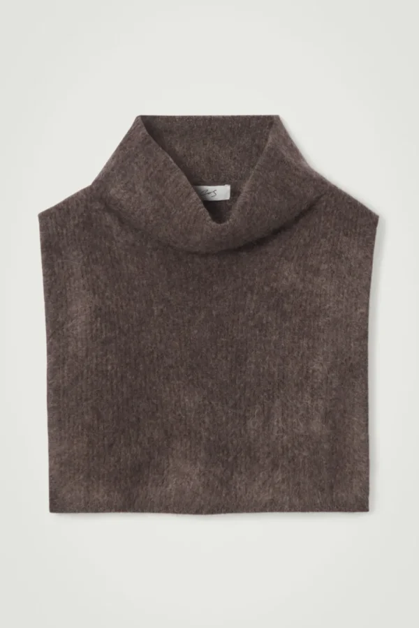 COS THE BRUSHED-CASHMERE FUNNEL NECK WARMER CHOCOLATE Sale