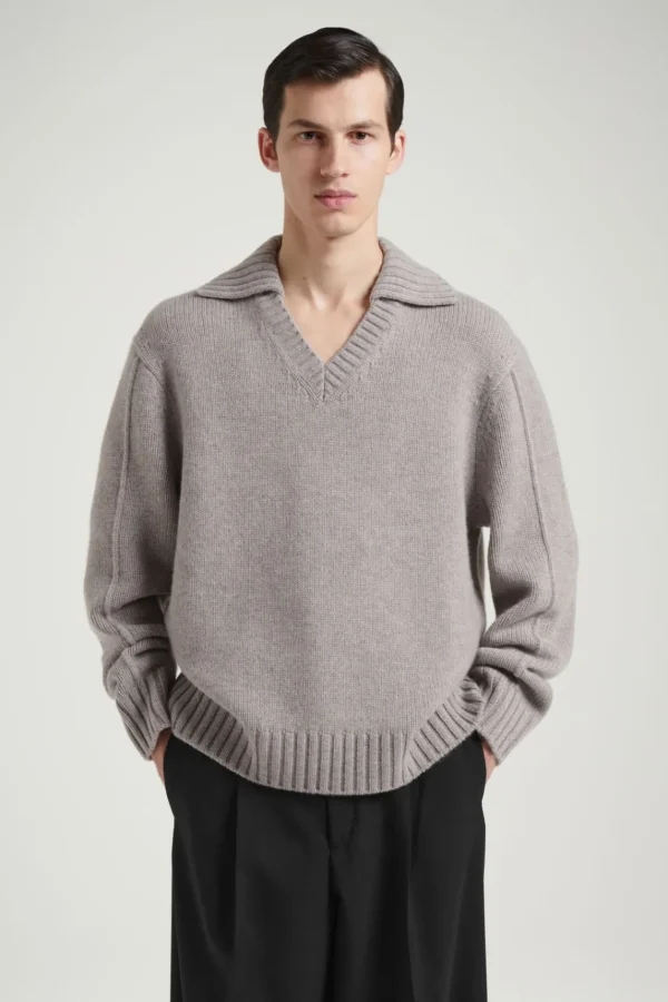 COS THE CASHMERE POLO SWEATER SAND Best