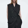 COS THE ELONGATED SLEEVELESS BLAZER CARBON Cheap