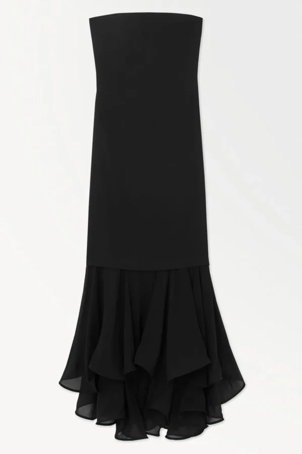 COS THE FISHTAIL BANDEAU MAXI DRESS BLACK Best