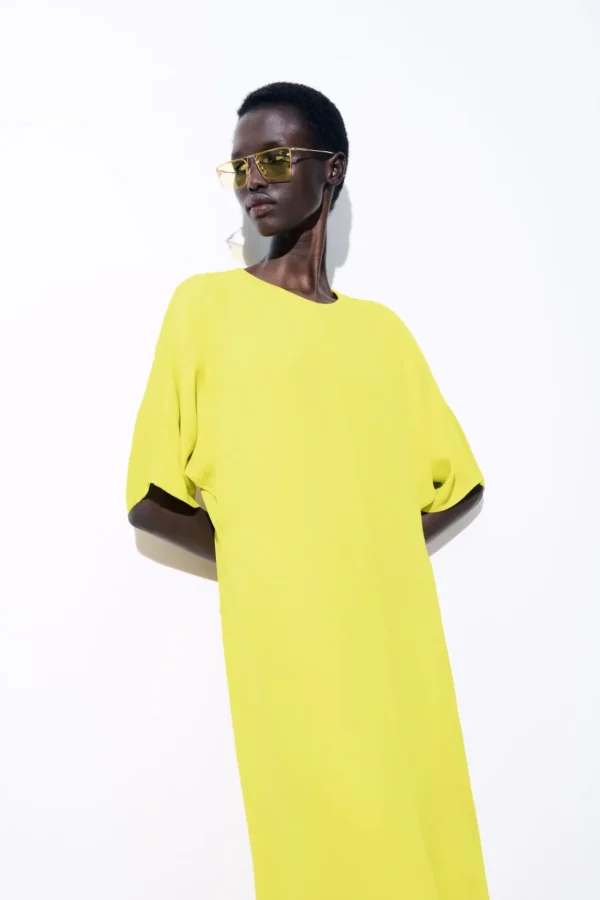 COS THE FLUID T-SHIRT DRESS YELLOW Shop