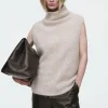 COS THE FUNNEL-NECK BRUSHED-CASHMERE TANK LATTE Shop