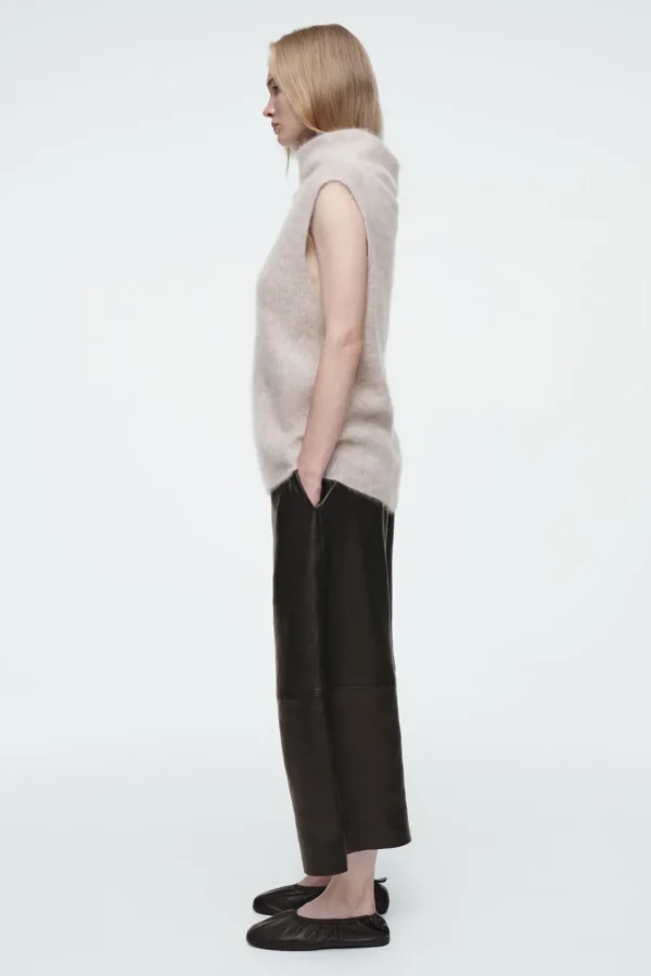 COS THE FUNNEL-NECK BRUSHED-CASHMERE TANK LATTE Shop