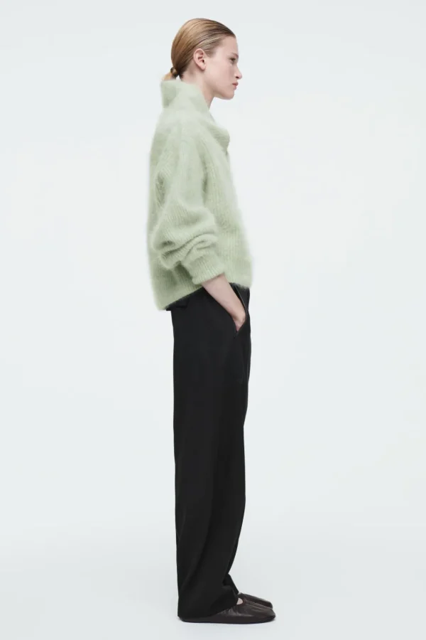 COS THE FUNNEL-NECK BRUSHED-CASHMERE SWEATER PISTACHIO Outlet