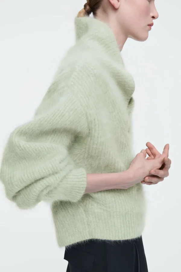 COS THE FUNNEL-NECK BRUSHED-CASHMERE SWEATER PISTACHIO Outlet