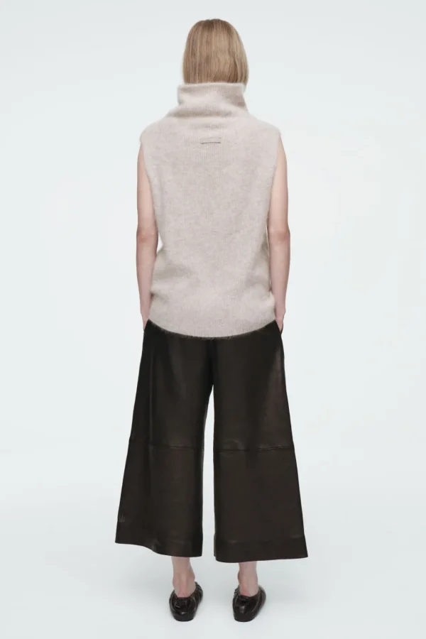 COS THE FUNNEL-NECK BRUSHED-CASHMERE TANK LATTE Shop