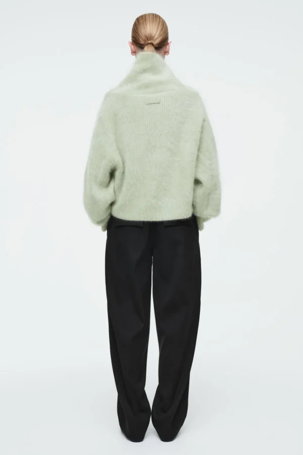 COS THE FUNNEL-NECK BRUSHED-CASHMERE SWEATER PISTACHIO Outlet