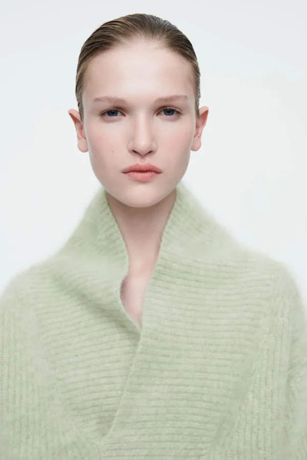 COS THE FUNNEL-NECK BRUSHED-CASHMERE SWEATER PISTACHIO Outlet