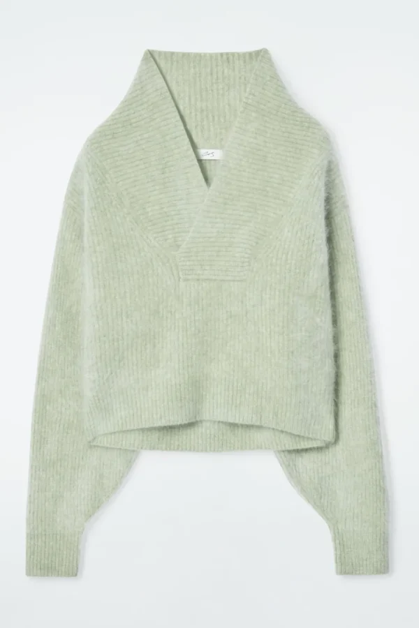 COS THE FUNNEL-NECK BRUSHED-CASHMERE SWEATER PISTACHIO Outlet