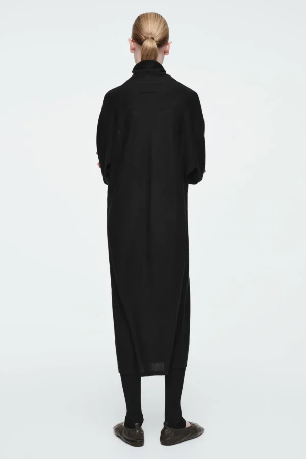 COS THE FUNNEL-NECK MERINO WOOL DRESS CARBON New