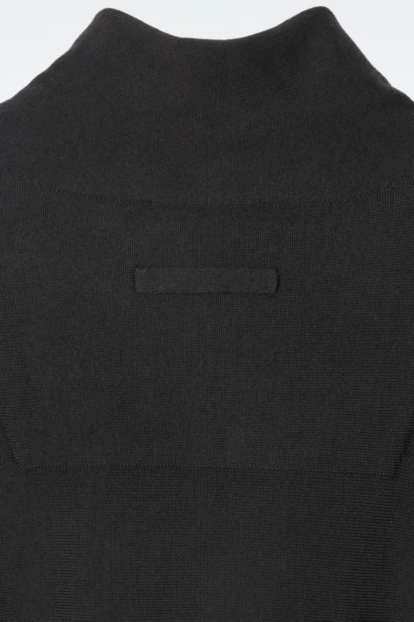 COS THE FUNNEL-NECK MERINO WOOL DRESS CARBON New