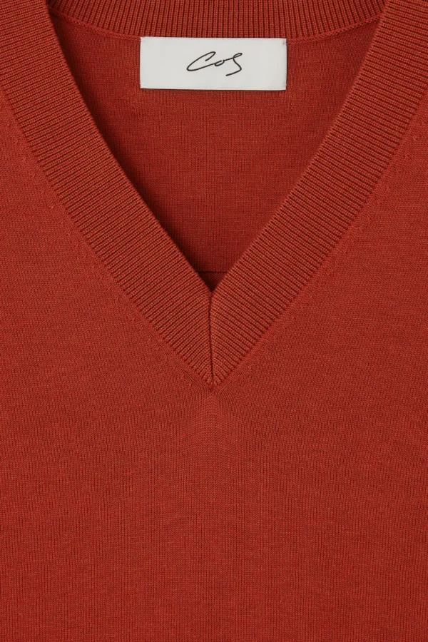 COS THE KNITTED SILK T-SHIRT RUST Shop