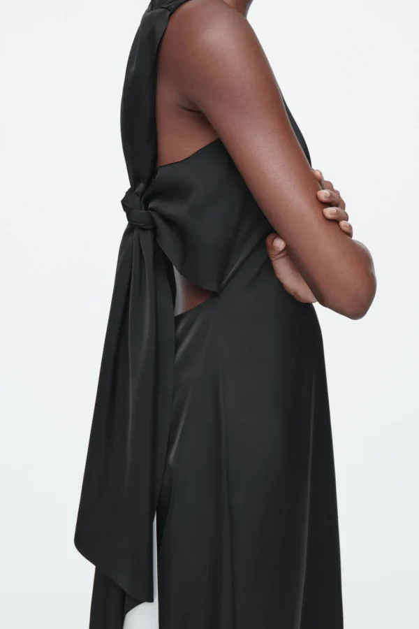 COS THE OPEN-BACK MAXI DRESS CARBON / CHAMPAGNE / PEARL Cheap