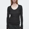 COS THE OPEN-COLLAR MERINO WOOL TOP CARBON Outlet