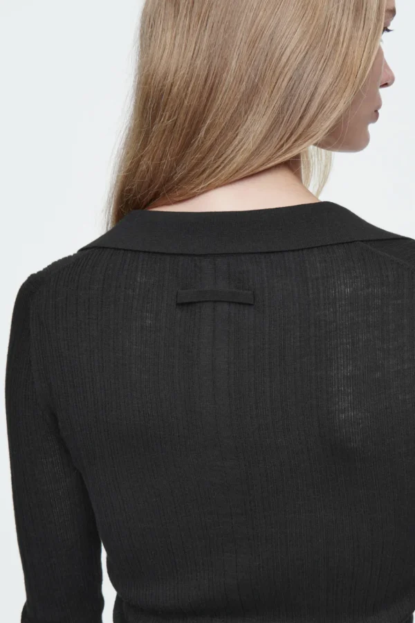 COS THE OPEN-COLLAR MERINO WOOL TOP CARBON Outlet