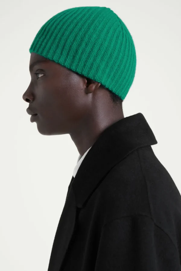 COS THE RIBBED CASHMERE BEANIE MEADOW Outlet