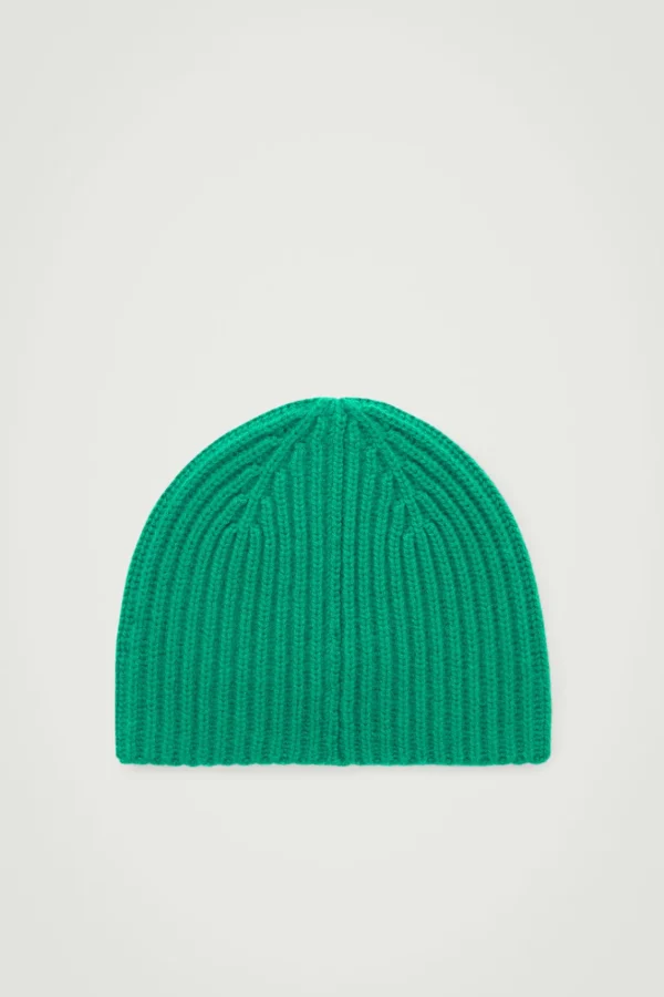 COS THE RIBBED CASHMERE BEANIE MEADOW Outlet