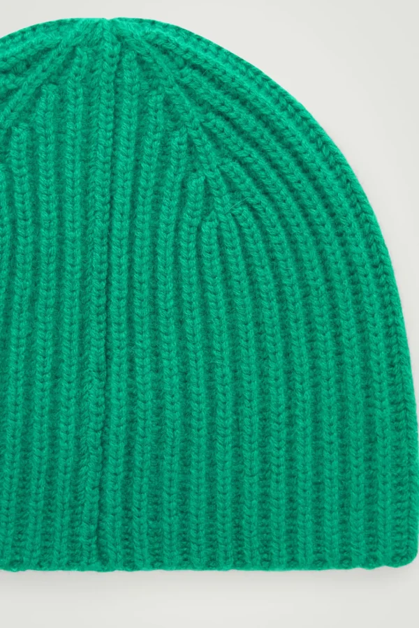 COS THE RIBBED CASHMERE BEANIE MEADOW Outlet