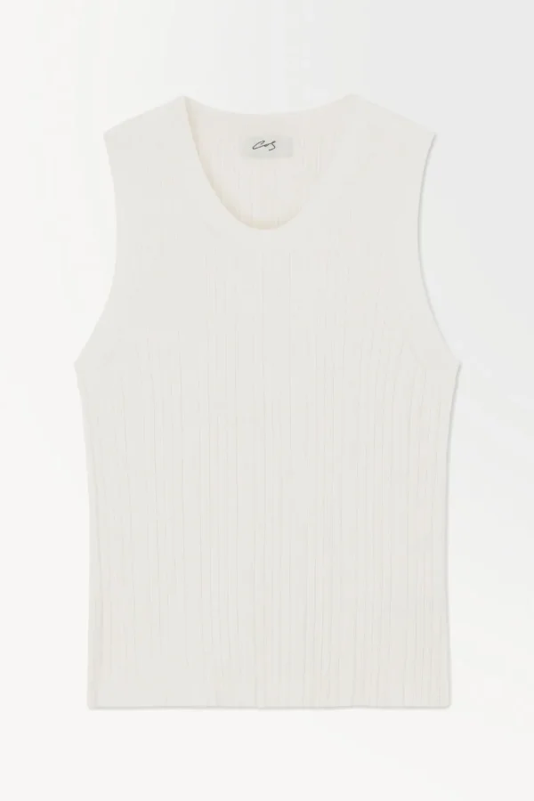 COS THE RIBBED-KNIT TANK TOP IVORY New