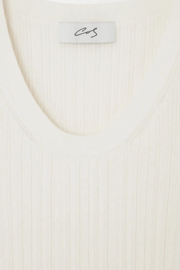 COS THE RIBBED-KNIT TANK TOP IVORY New