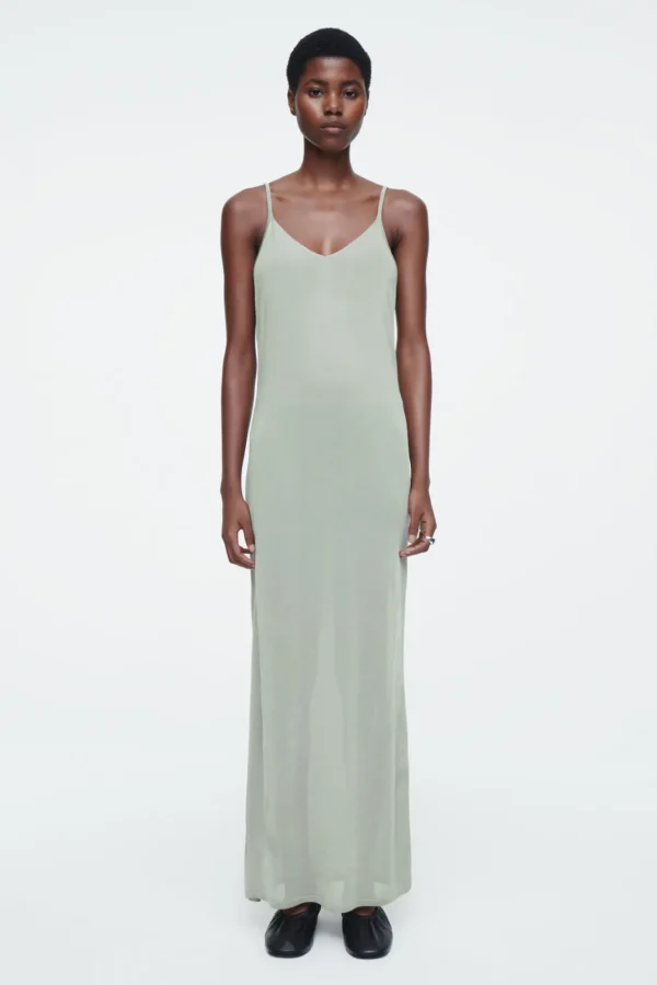 COS THE SHEER KNITTED SLIP DRESS PISTACHIO Store