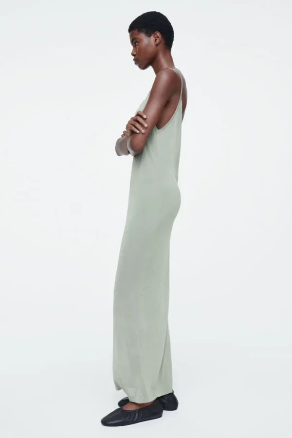 COS THE SHEER KNITTED SLIP DRESS PISTACHIO Store