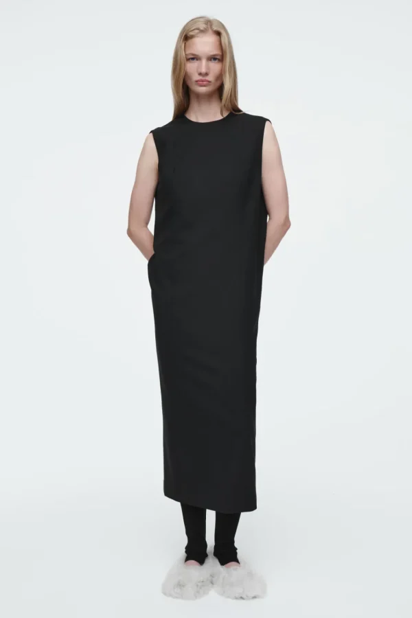 COS THE SLEEVELESS TAILORED WOOL DRESS CARBON Store