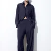 COS THE STRAIGHT-LEG SILK PANTS NAVY Online