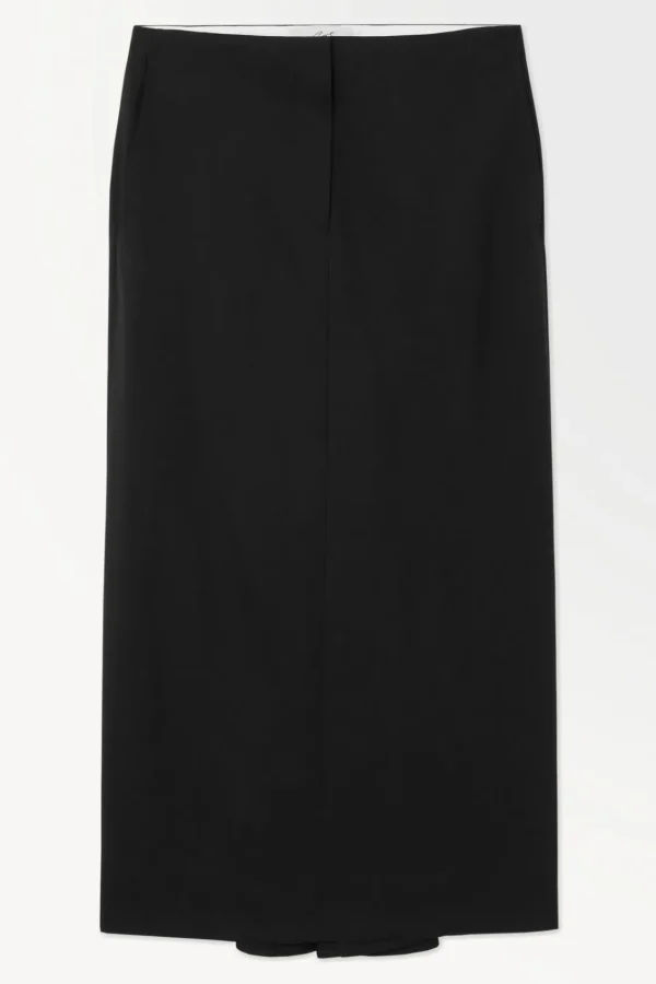 COS THE TAILORED WOOL TWILL SKIRT BLACK New