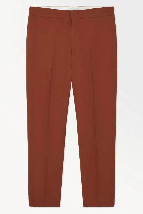 COS THE TAPERED WOOL TWILL SUIT TROUSERS TERRACOTTA New