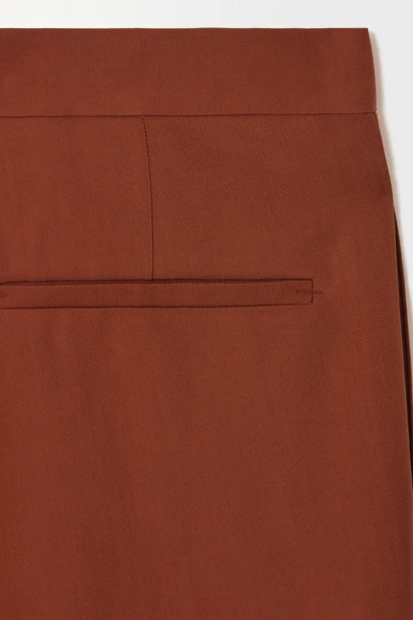 COS THE TAPERED WOOL TWILL SUIT TROUSERS TERRACOTTA New