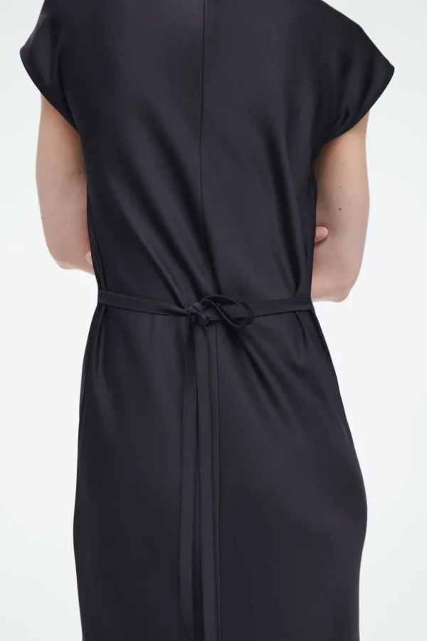 COS TIE-DETAIL SATIN MIDI DRESS NAVY Discount