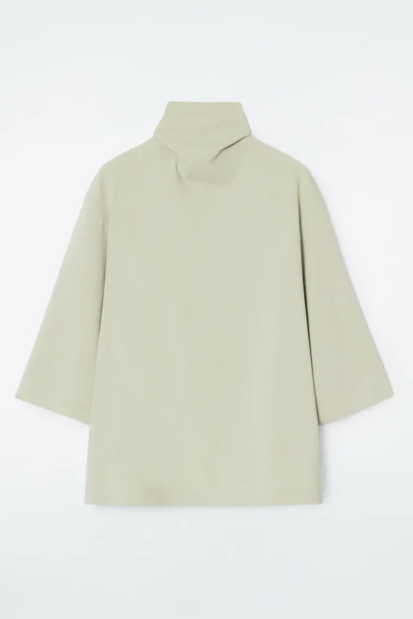 COS TIE-NECK JERSEY TOP BEIGE Fashion