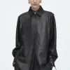 COS TOPSTITCHED LEATHER SHIRT BLACK Best