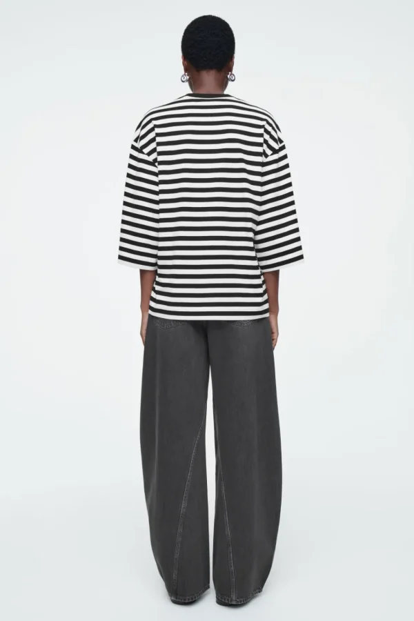 COS TRAPEZE RELAXED T-SHIRT BLACK / STRIPED Cheap