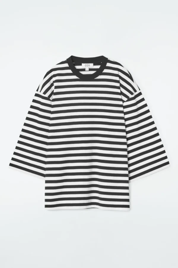 COS TRAPEZE RELAXED T-SHIRT BLACK / STRIPED Cheap