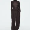 COS TURN-UP WOOL-BLEND PANTS DARK BROWN Sale