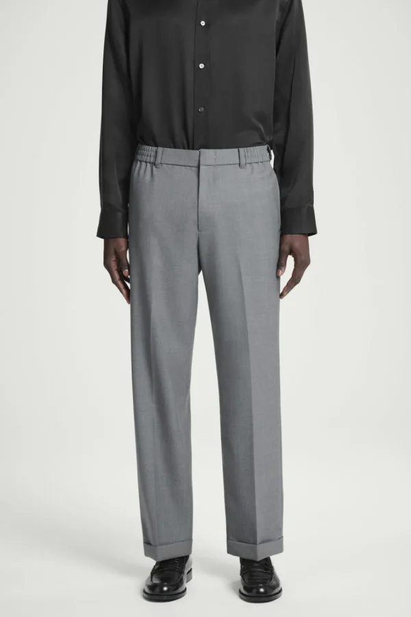 COS TURN-UP WOOL-BLEND PANTS GRAY MÉLANGE Hot