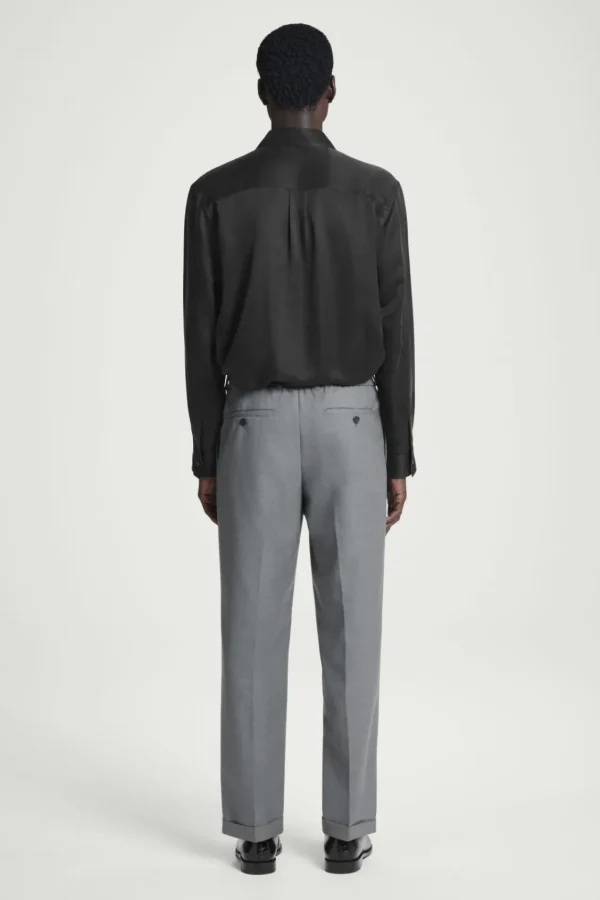 COS TURN-UP WOOL-BLEND PANTS GRAY MÉLANGE Hot