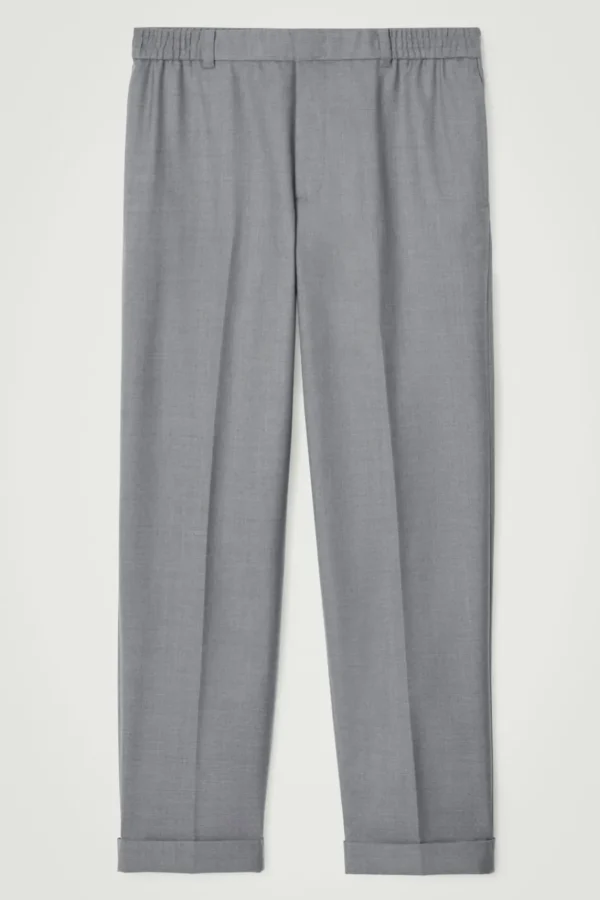 COS TURN-UP WOOL-BLEND PANTS GRAY MÉLANGE Hot