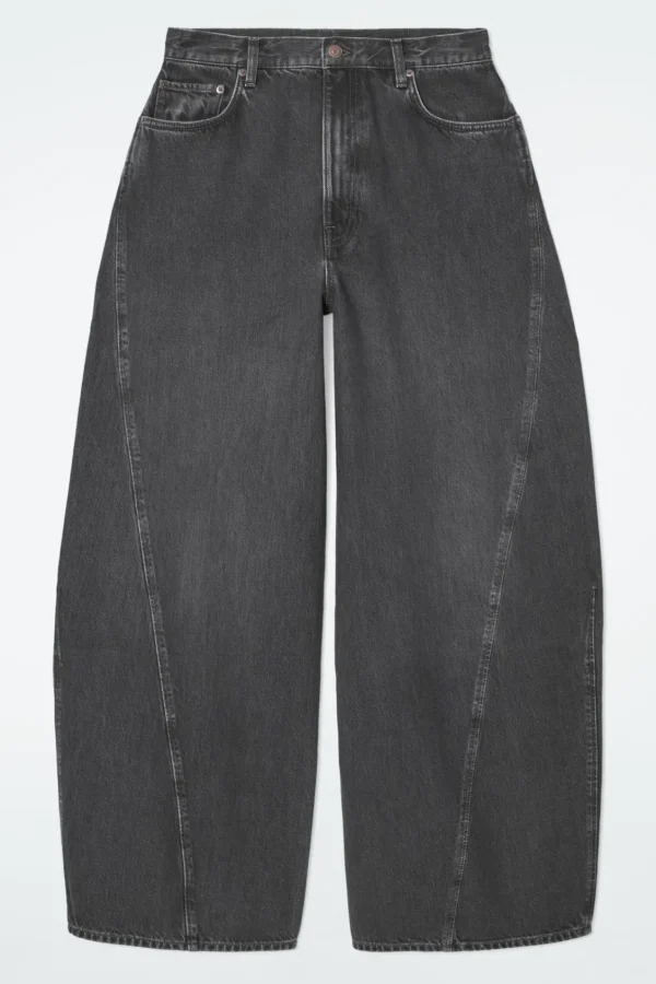 COS TWIST BARREL-LEG JEANS WASHED BLACK New