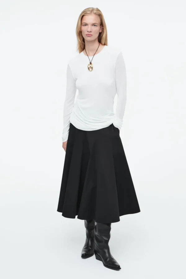 COS TWISTED-HEM SILK TOP WHITE Outlet