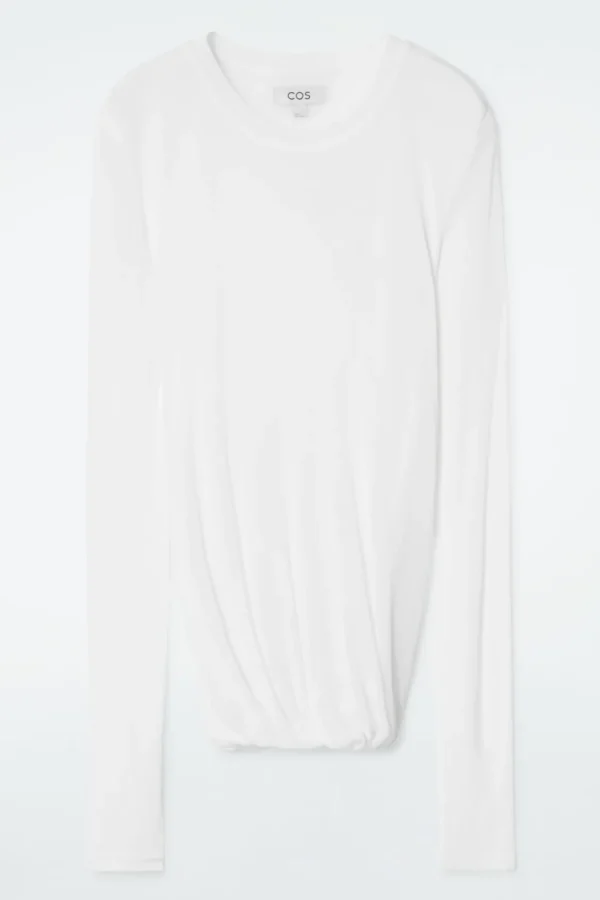 COS TWISTED-HEM SILK TOP WHITE Outlet