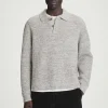 COS TWISTED-YARN WOOL POLO SWEATER GRAY MÉLANGE Cheap