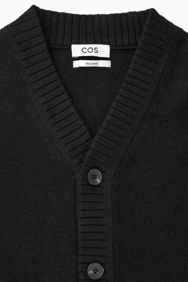 COS V-NECK WOOL-BLEND CARDIGAN BLACK Fashion