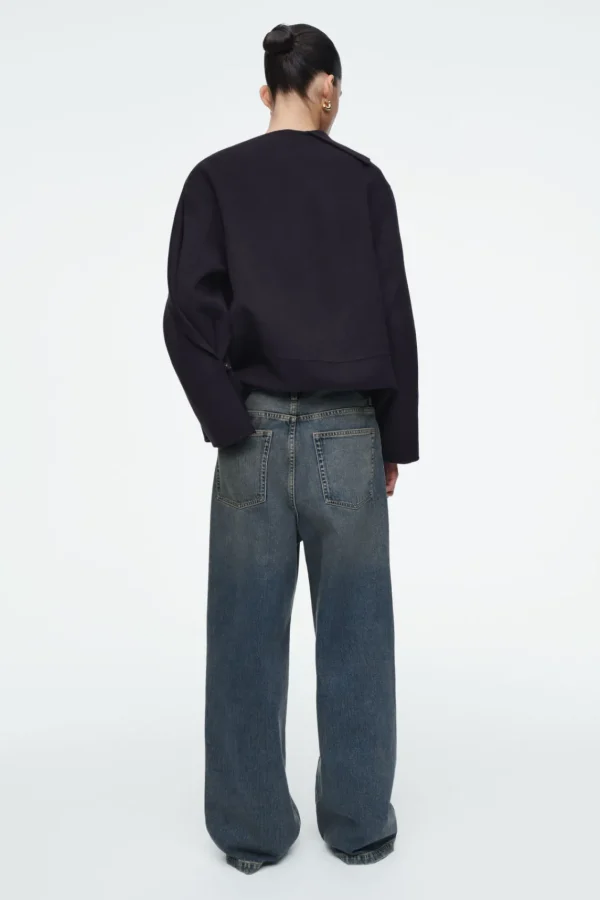 COS VOLUME WIDE-LEG JEANS PETROL BLUE Shop