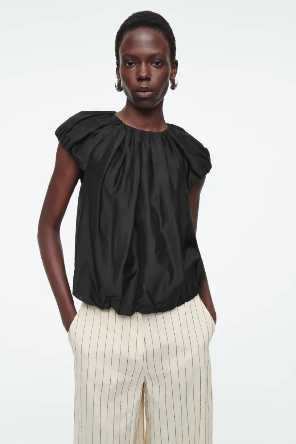 COS VOLUMINOUS PARACHUTE BLOUSE BLACK Discount