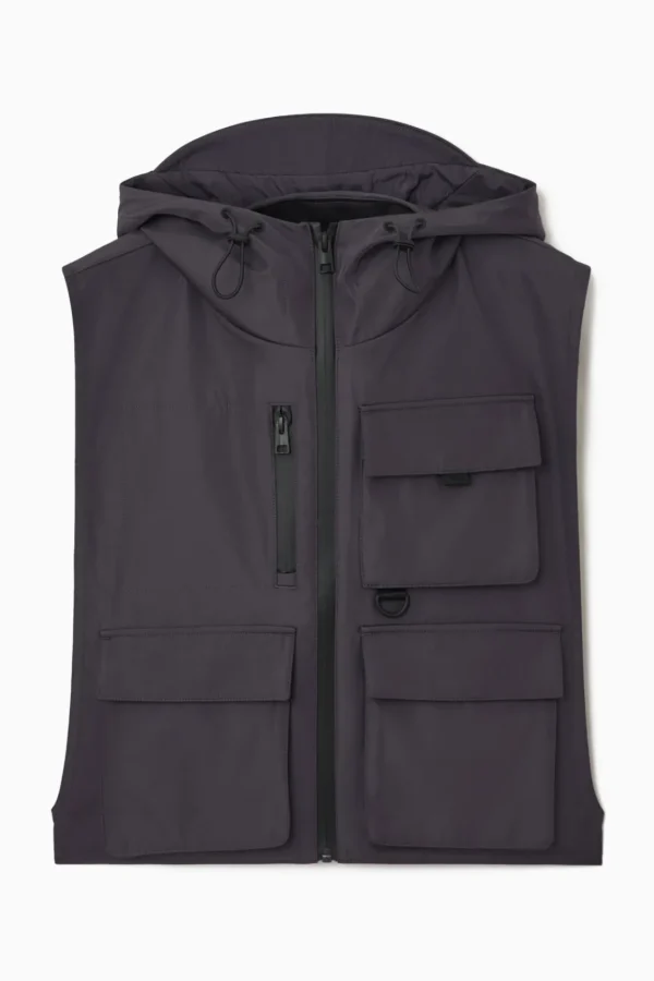 COS WATERPROOF UTILITY VEST DARK BROWN Clearance